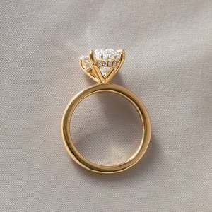 Fast Shipping Bulk Wholesale 925 Silver Moissanite Oval Solitaire Ring Hidden Halo Collar Fashion Jewelry E-commerce Direct - Product Image 2
