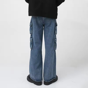 Nuevos Jeans de Diseñador 2026, Cintura Media, Denim Lavado Azul, Multibolsillos, Estilo Cargo Holgado para Hombre, Servicio OEM ODM - Product Image 2