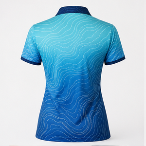 Polo de Mujer con Logotipo Personalizado, Degradado Azul, Secado Rápido, Manga Corta, Deportivo, para Golf, Sublimación - Product Image 3