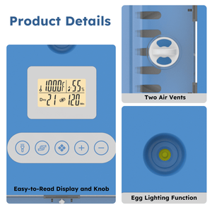 70-Degree Digital Poultry Egg Incubator with Auto Turn and Humidity Control for Chicken Duck Quail Eggs - Product Image 5