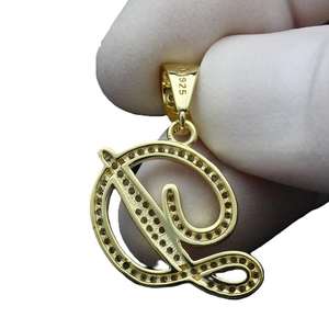 Colgante con Letra del Alfabeto, Colgante de Diamante Moissanite sin Cadena, Plata de Ley 925, Regalo de Cumpleaños, Colgante con Letra - Product Image 3