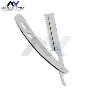 Professional Barber Straight Shaving <b>Razor</b> with Custom Color Steel Handle <b>Single</b> Edge Thinning Styling & Texturizing <b>Razor</b> Stain - Product Image 5