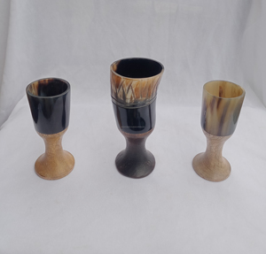 ไม้และเขาควายแท้เพื่อความรู้สึกแบบยุคกลางแท้ๆ ขณะดื่มมี้ดหรือเบียร์เอล ภาชนะเครื่องดื่มธรรมชาติ อุปกรณ์บนโต๊ะอาหารแบบใหม่ - Product Image 1