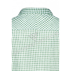เสื้อเชิ้ตคอตตอน 100% แขนยาวสีเขียวขาวสไตล์บาวาเรียนสำหรับผู้ชาย  ใส่ได้ในเทศกาลอ็อกโทเบอร์เฟสต์ ระบายอากาศได้ดี  ปกเสื้อติดกระดุม เหมาะสำหรับฤดูร้อน - Product Image 5
