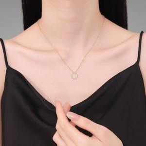 Collar de Diamantes Cultivados en Laboratorio Chapado en Oro de 14K para Mujer, Certificado por IGI, Corte Brillante Redondo, Colgante Clásico Circular, Joyería de Boda - Product Image 3