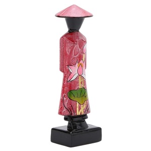 Traditional Vietnam lady lacquered statue highest quality handmade lacquer figurine for home decor - Product Image 2