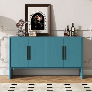 4-Door Retro <b>Sideboard</b> with Adjustable Shelves and Long Handles Large Storage for Kitchen Dining and Living Room - Product Image 2