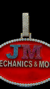 Pendentif lettre personnalisée de haute qualité bijoux glacés émail rouge plaqué or couleur personnalisée Moissanite diamant grand pendentif ovale - Product Image 2