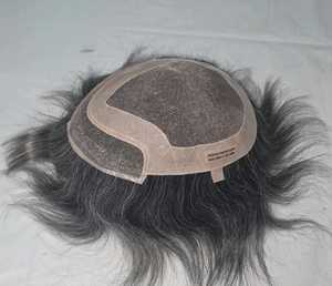 Perruque en cheveux humains chinois avec dentelle frontale mono, gris, coupe droite 1b, cheveux vierges Remy, ondulations profondes lâches, 40-80g - Product Image 6