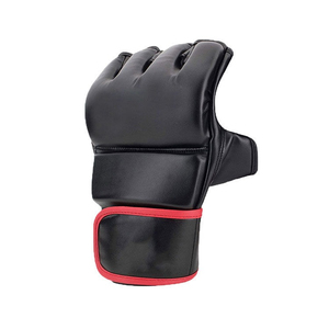 Gants de boxe en cuir noir pour adultes, gants d'entraînement MMA, sangle de poignet réglable, équipement d'arts martiaux antidérapant - Product Image 2