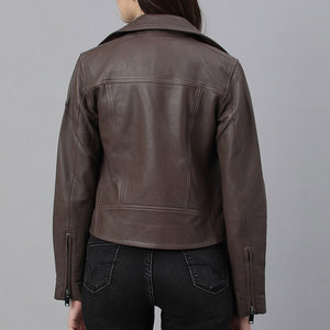 Online Selling Attractive Look Regular Size <b>Women</b> Leather <b>Jacket</b> Low Price Solid Color Side Pockets Style <b>Women</b> Leather <b>Jacket</b> - Product Image 4
