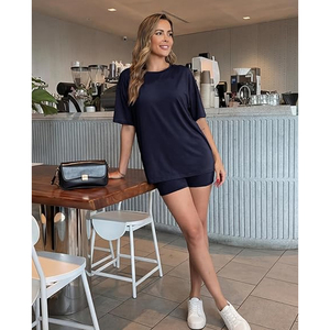 Women Loose Fit Casual Top and Biker Shorts Set Trendy Summer <b>Matching</b> Outfit - Product Image 4