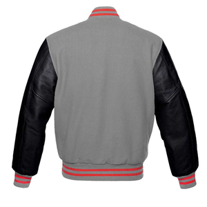 เสื้อวาร์ซิตี้สไตล์คนเมืองสำหรับผู้ชาย – ดีไซน์แบบผสมผสานหลายวัสดุพร้อมการตกแต่งด้วยขนเฟอร์เทียม ลายกราฟิกโดดเด่นที่แผงหลัง - Product Image 2