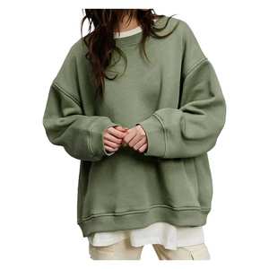 Sudadera de cuello alto personalizada para mujer, 100% algodón, tejido polar transpirable, ecológico, ODM, estilo urbano, hombros caídos - Product Image 5