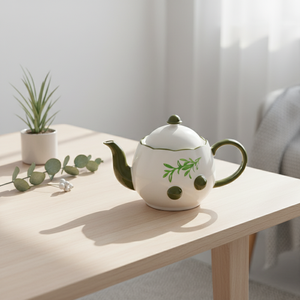 Tetera de Porcelana Fina de Primera Calidad 3460983D-1.0 NUEVA con Estampado de Rama de Olivo y Fruta - Product Image 3