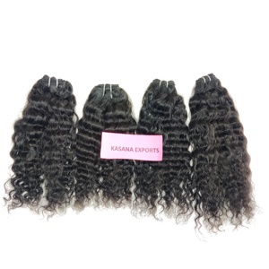 Extensions de cheveux humains indiens Remy à cuticules alignées, naturels, non traités, 100g, pour femmes noires, double trame machine, Deep Wave, toutes couleurs - Product Image 3