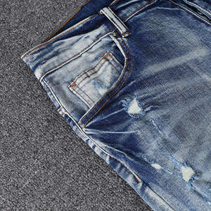Jeans en denim pour homme de haute qualité, coupe slim, streetwear, style urbain, respirant, en coton, vintage - Product Image 4