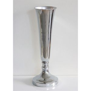 Ensemble de 3 vases en métal argenté de luxe, pots à fleurs modernes en métal martelé, vase décoratif haut pour la décoration de la maison, de la table de mariage - Product Image 2