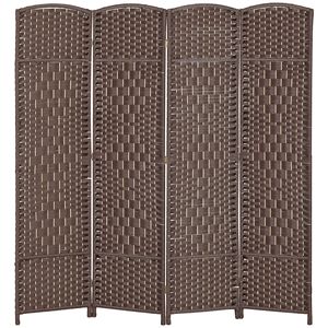 4-Panel 6FT Tall Brown Wood Freestanding Partition Handcrafted <b>Folding</b> Room Divider <b>Screen</b> for Home Office & Party Privacy - Product Image 1