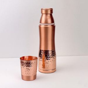 ขวดน้ำทองแดงเงา ดีไซน์ทันสมัย พกพาสะดวก แบบตอกลาย - Product Image 2