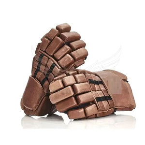 Guantes de hockey sobre hielo de cuero transpirable con palma, tacto fuerte, dedos completos, correa de muñeca ajustable, cierre con cordones, ajuste rápido, protección premium - Product Image 3