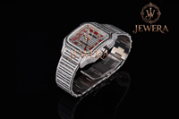 Reloj de Acero Inoxidable Mossinate de Primera Calidad, Elegante, Dorado y Plateado, con Cristal y Detalles de Diamantes Genuinos, Movimiento Mecánico para Hombre