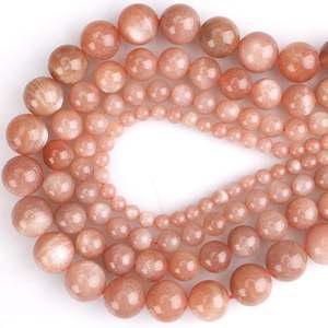 Piedra natural de labradorita naranja, cuentas sueltas redondas y lisas para la fabricación de joyas, accesorios de bricolaje. - Product Image 1