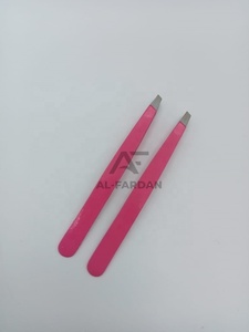 Pince à épiler sourcils rose scintillant, pointe biseautée carrée, en acier inoxydable massif, personnalisable avec logo, pour l'épilation des poils des sourcils - Product Image 3
