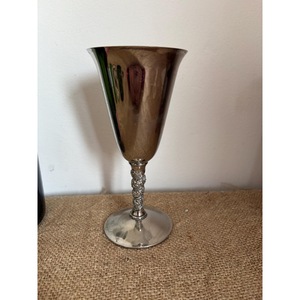 Vintage Metal <b>Goblets</b> Bell Shape Handmade Long Stem <b>Wine</b> Glasses For Wedding Occasion 2 Pieces - Product Image 2