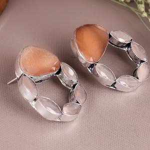 Pendientes de Plata Antigua con Baño de Latón, Diseño Floral Bohemio, con Circonitas y Engaste de Bisel, para Mujer, Joyería de Compromiso - Product Image 3