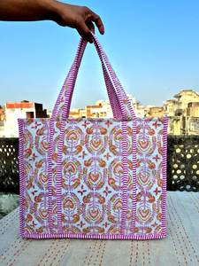 Ensemble de sacs fourre-tout en coton brodés style bohème floral, 10 à 100 pièces, motif matelassé, grande capacité, avec fermeture éclair, pour voyage, mode et shopping - Product Image 4