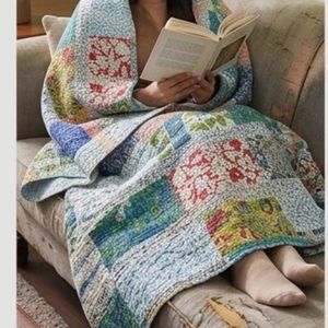 Hand Embroidered Hand Block Printed Kantha Cotton Twin Quilt <b>Throw</b> 150x220 cm Indian Handmade Bedspread Boho Home Decor Supplier - Product Image 6