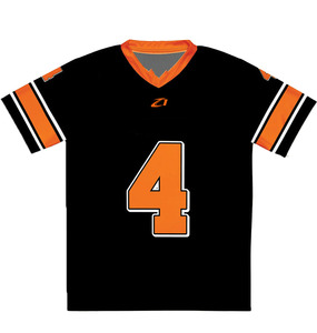 Maillot de football américain unisexe noir et orange en mesh respirant, col en V, tenue d'équipe, logo personnalisé, OEM, marque privée, t-shirt de sport - Product Image 2