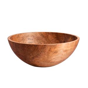 Cuenco redondo de madera de arce hecho a mano con patrones decorativos tallados Ideal para servir ensaladas de frutas como pieza de acento de decoración del hogar - Product Image 1