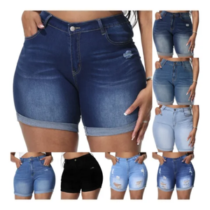 Nuevos shorts vaqueros de cintura alta para mujer, control de abdomen, con dobladillo vaquero, ideales para el verano. - Product Image 4