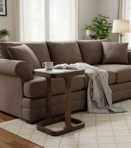 Table d'appoint de style nordique du milieu du siècle en bois massif avec plateau en marbre pour salon, ensemble de canapés, chambre à coucher, restaurant, bar, villa - Product Image 2