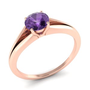Bague de fiançailles REYES en or massif 14 carats avec améthyste taille ronde 0,84 carat pour femme, certifiée IGI, bijoux fins - Product Image 2