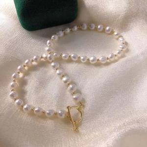 Ensemble de bijoux collier en perles d'eau douce élégantes avec boucle baroque classique, cadeau de fête des mères tendance et noble - Product Image 2