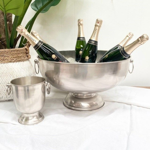 Wholesale Creative Hammered Aluminum Champagne Bowl Pedestal Metal Wine Ice Bucket <b>Cooler</b> Bowls For Bar And Events In Low Price - Product Image 6