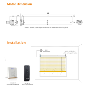 Motor Eléctrico Recargable Zemismart para <span class=keywords><strong>Persiana</strong></span> Enrollable de 38 mm, Diseño Vertical con Panel Solar, Control Remoto RF, Ventana Metálica - Product Image 5