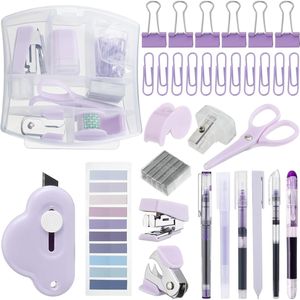 Mini Kit de Suministros de Oficina: Grapadora, Dispensador de Cinta Adhesiva, Quitagrapas, Clips, Tijeras, Grapas, Sacapuntas, Artículos Esenciales para Tomar Notas - Product Image 1