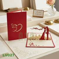 Tarjeta de Invitación de Boda 3D Pop-Up Personalizada con Sobre, Hecha a Mano, Estilo Romántico, Papel Recortado, Decoración para el Hogar, Oferta de Navidad ANN