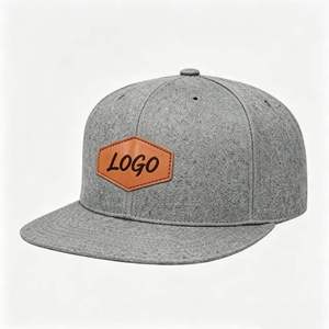 Casquette Snapback personnalisée avec logo, visière plate, patch en cuir, vente en gros, casquette de baseball structurée à 6 panneaux réglable - Product Image 1