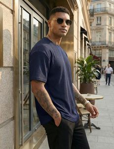 T-shirt Homme Oversize 100% Coton Grammage Lourd 220g, Coupe Boxy, Impression Personnalisée sur Épaule, Style Hip Hop, Grande Taille, Vierge - Product Image 5