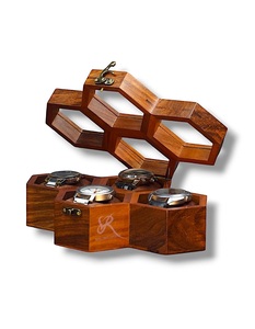 Premium 4-Slot Wooden Watch <b>Display</b> <b>Case</b> – Handcrafted Men’s Watch Box,Vintage Honeycomb <b>Display</b> <b>Case</b> in Indian Rosewood, Handma - Product Image 1