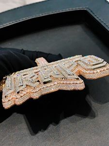 Pendentif Lettre Personnalisé Unisexe en Argent 925 et Moissanite, Plaqué Or Rose et Rhodium, Style Hip Hop Luxe, Breloque de Collier - Product Image 2