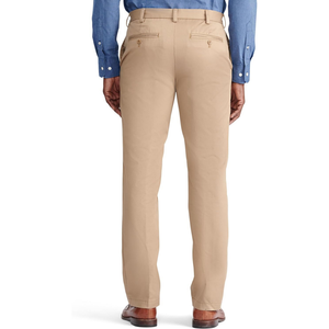 <b>Khaki</b> Check <b>Men</b> Cotton Spandex Easy Care Regular Cut Office Wear Smart Comfort Business Chino Trousers - Product Image 2