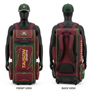 Bolsa de Cricket para Hombre de Alta Calidad, 600D Poliéster GSM, Estilo Panel Negro, Gris y Rojo, Mochila con Ruedas, Logotipo Personalizado, Bolsa Deportiva - Product Image 3