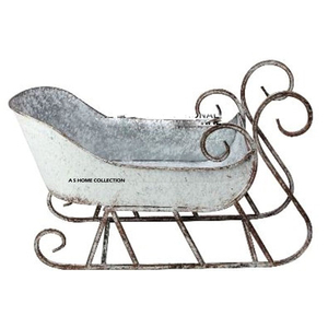 Nouvelle luge de Noël en métal galvanisé, faite à la main, best-seller et de haute qualité, avec boîte du Père Noël, à prix exceptionnel - Product Image 2