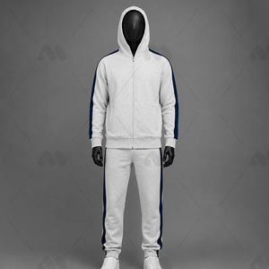 Chándal con Capucha para Hombre, Color Blanco, Cierre Completo, Bolsillos Laterales, Estilo Casual para Otoño, 100% Algodón, Corte Regular - Product Image 1